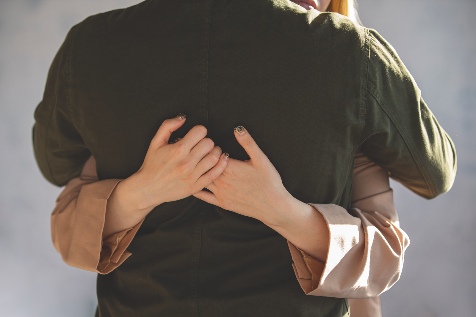 Two people embracing